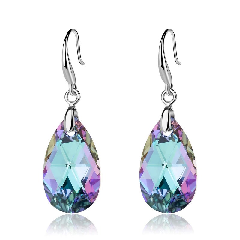 EVEVIC Austrian Crystal Teardrop Dangle Hook Earrings for Women 14K Gold Plated Hypoallergenic Jewelry (Vitrail Light) - Image 1